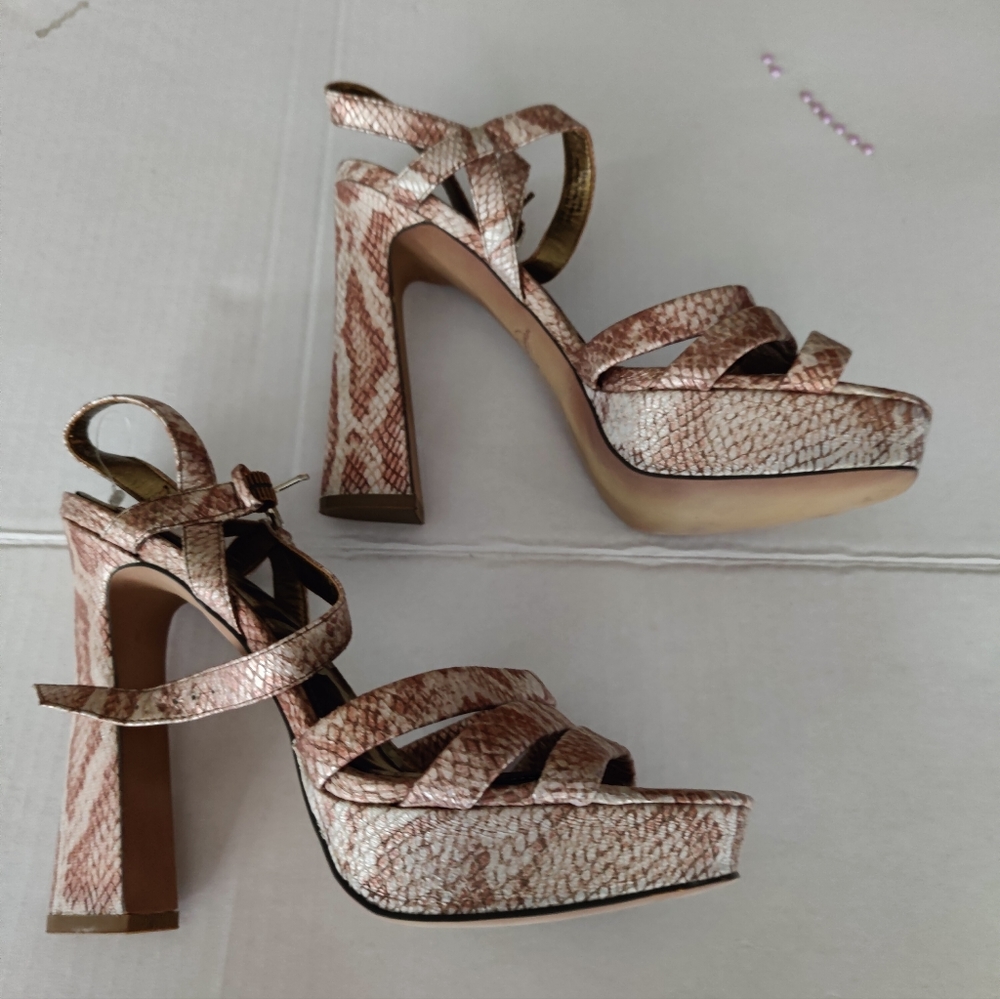 New Sam Edelman- Taryn Metallic Rose Python heels Size 10 - Picture 2 of 6